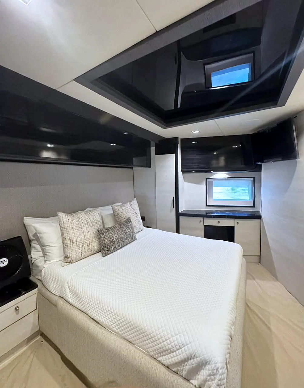 Double-bed stateroom viewed from the side